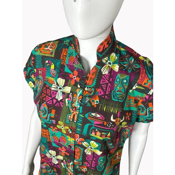 Sin Tiki Jeff Granito Womens Medium Short Sleeve Button-Up Shirt Hawaiian - Picture 1 of 8